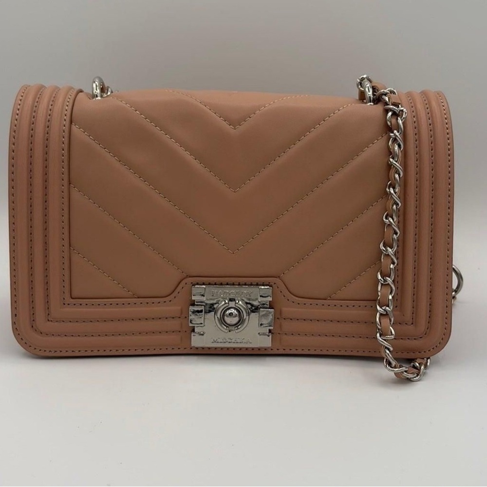 Badgley Mischka Tan Chevron Crossbody Bag